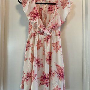 LUSH Pink Floral Ruffle Dress